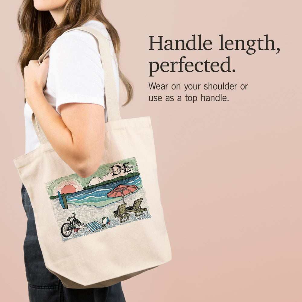 Rehoboth Beach, Delaware, Beach Scene, Sketch, Tote Bag Totes Lantern Press 
