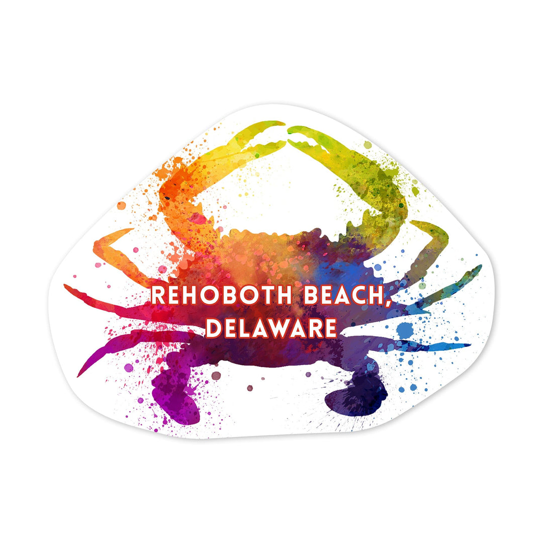 Rehoboth Beach, Delaware, Blue Crab, Abstract Watercolor, Contour, Vinyl Sticker Sticker Lantern Press 