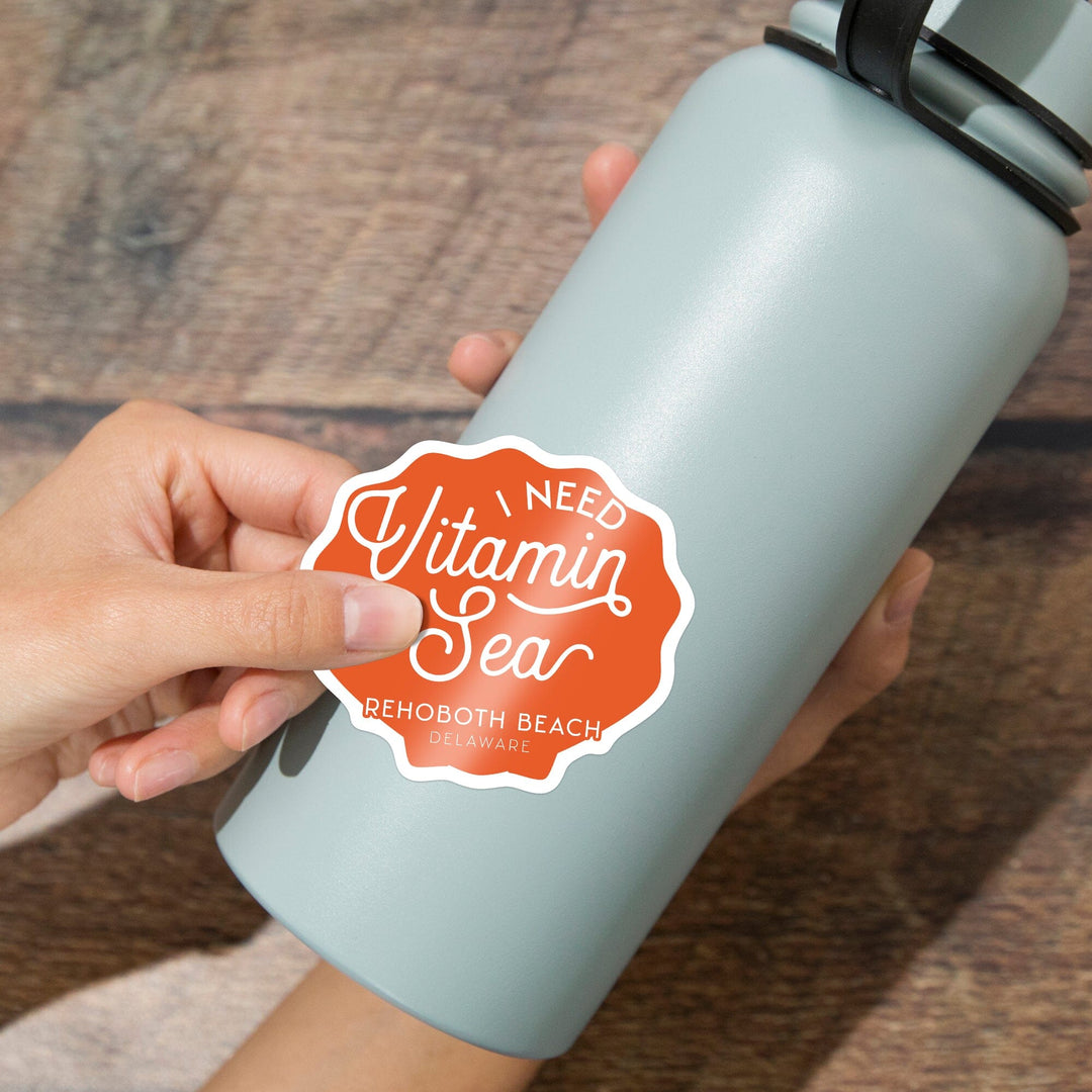 Rehoboth Beach, Delaware, I Need Vitamin Sea, Orange, Simply Said, Contour, Vinyl Sticker Sticker Lantern Press 