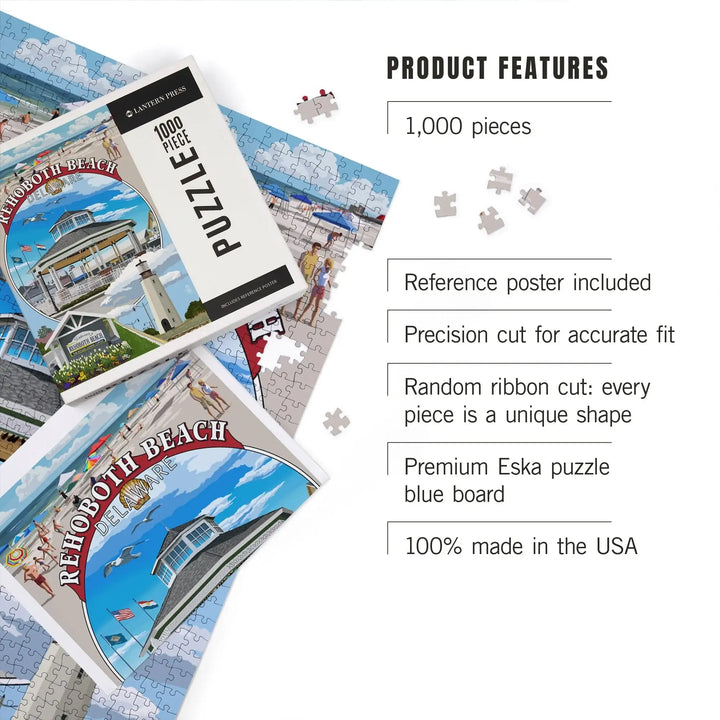 Rehoboth Beach, Delaware, Pavillion Montage, Jigsaw Puzzle Puzzle Lantern Press 