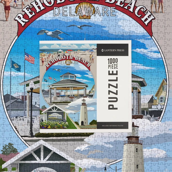 Rehoboth Beach, Delaware, Pavillion Montage, Jigsaw Puzzle Puzzle Lantern Press 