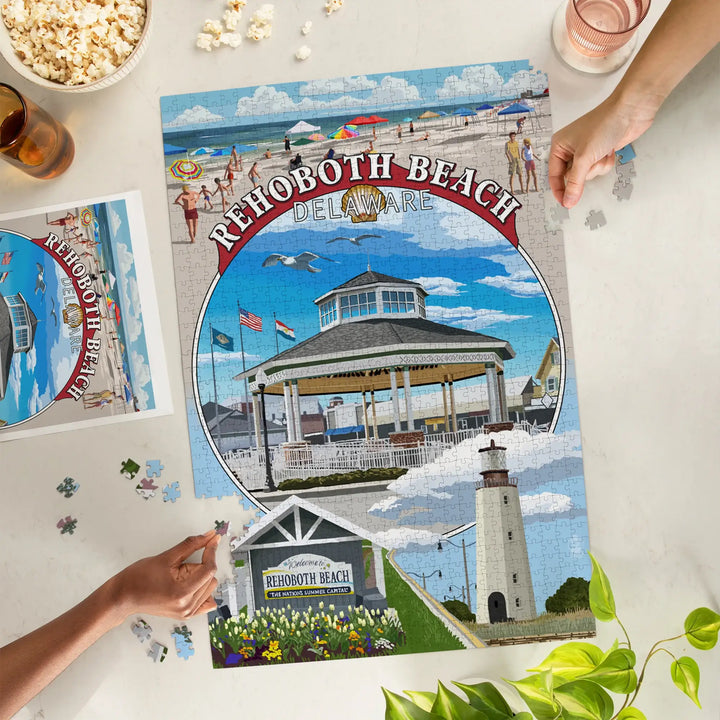 Rehoboth Beach, Delaware, Pavillion Montage, Jigsaw Puzzle Puzzle Lantern Press 
