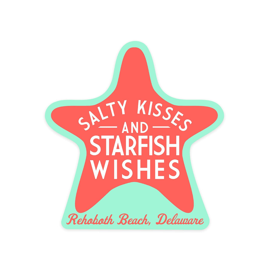 Rehoboth Beach, Delaware, Salty Kisses and Starfish Wishes, Simply Said, Contour, Vinyl Sticker Sticker Lantern Press 