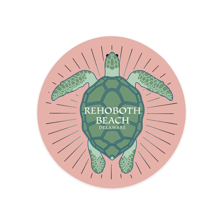 Rehoboth Beach, Delaware, Sea Turtle, Pink, Contour, Vinyl Sticker Sticker Lantern Press 