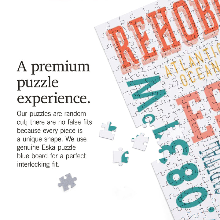 Rehoboth Beach, Delaware, Typography Stacked Series, Jigsaw Puzzle Puzzle Lantern Press 