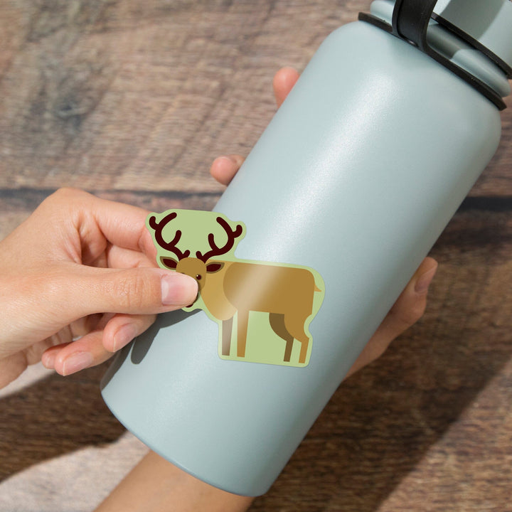 Reindeer, Geometric, Contour, Vinyl Sticker Sticker Lantern Press 