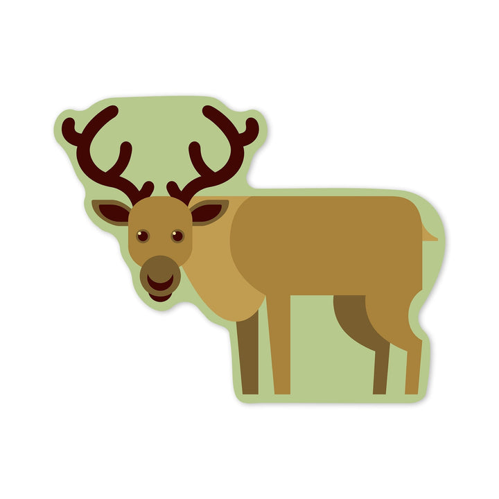 Reindeer, Geometric, Contour, Vinyl Sticker Sticker Lantern Press 