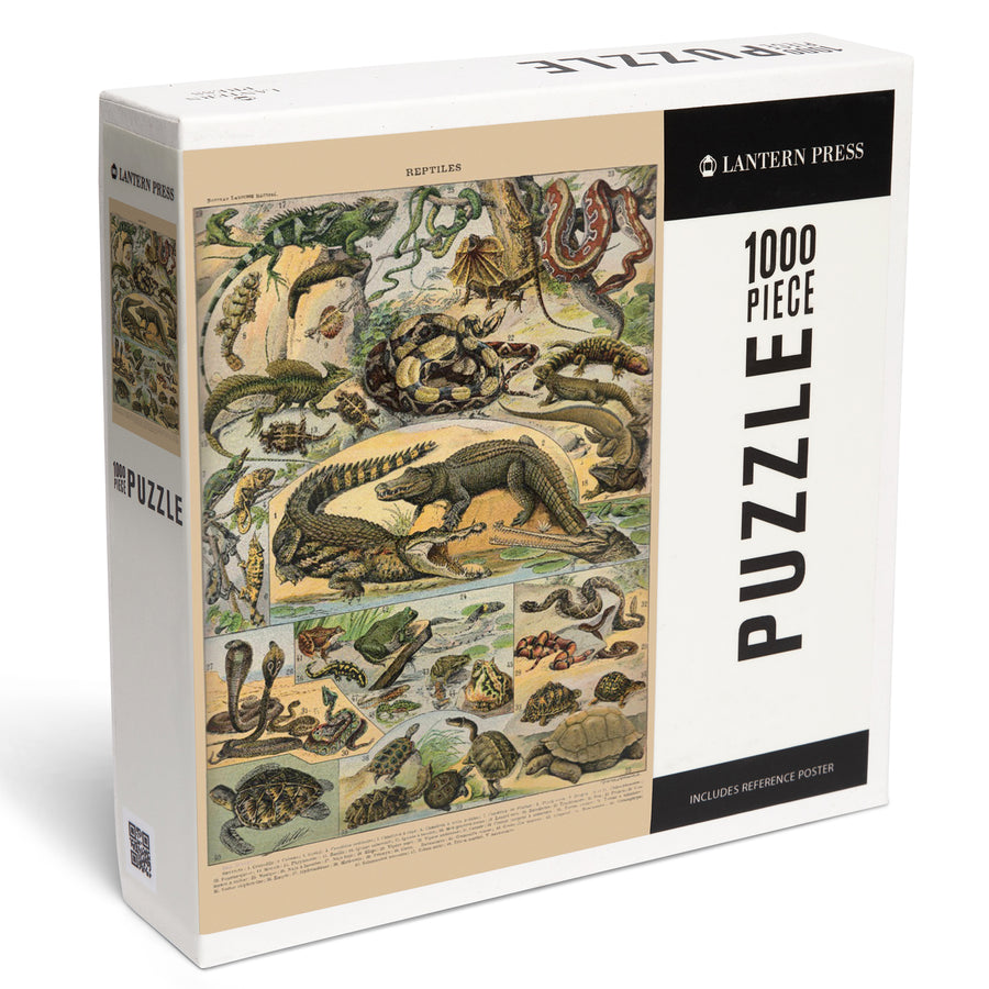 Reptiles, A, Vintage Bookplate, Adolphe Millot Artwork, Jigsaw Puzzle Puzzle Lantern Press 