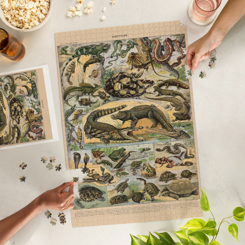 Reptiles, A, Vintage Bookplate, Adolphe Millot Artwork, Jigsaw Puzzle Puzzle Lantern Press 