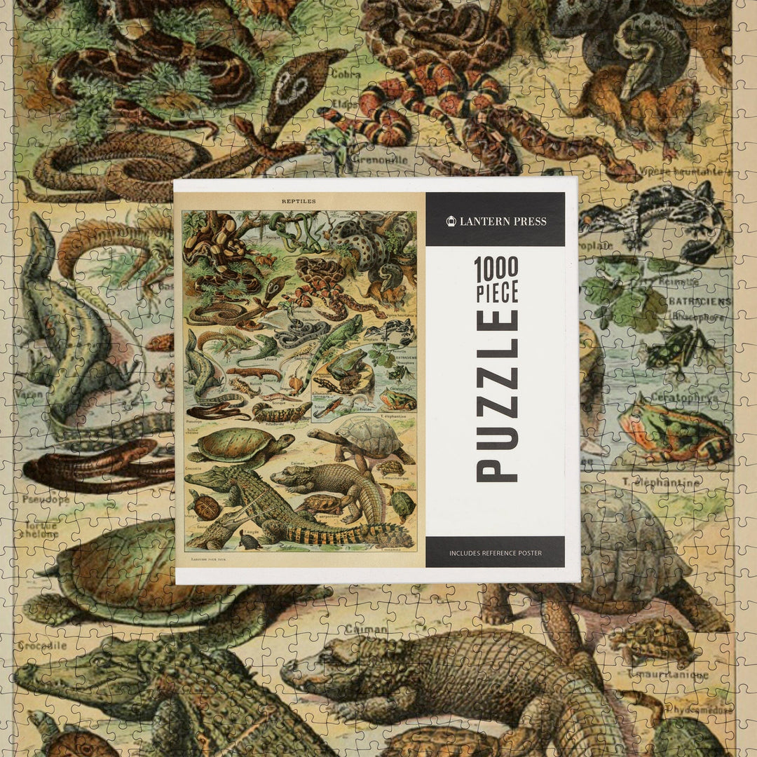 Reptiles, B, Vintage Bookplate, Adolphe Millot Artwork, Jigsaw Puzzle Puzzle Lantern Press 