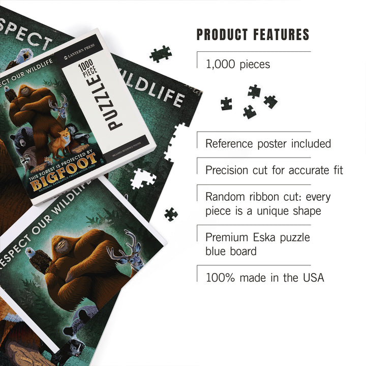 Respect Our Wildlife, Bigfoot, Jigsaw Puzzle Puzzle Lantern Press 