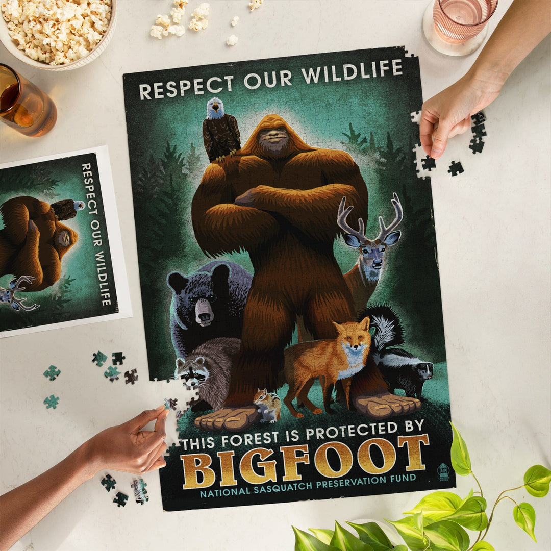 Respect Our Wildlife, Bigfoot, Jigsaw Puzzle Puzzle Lantern Press 