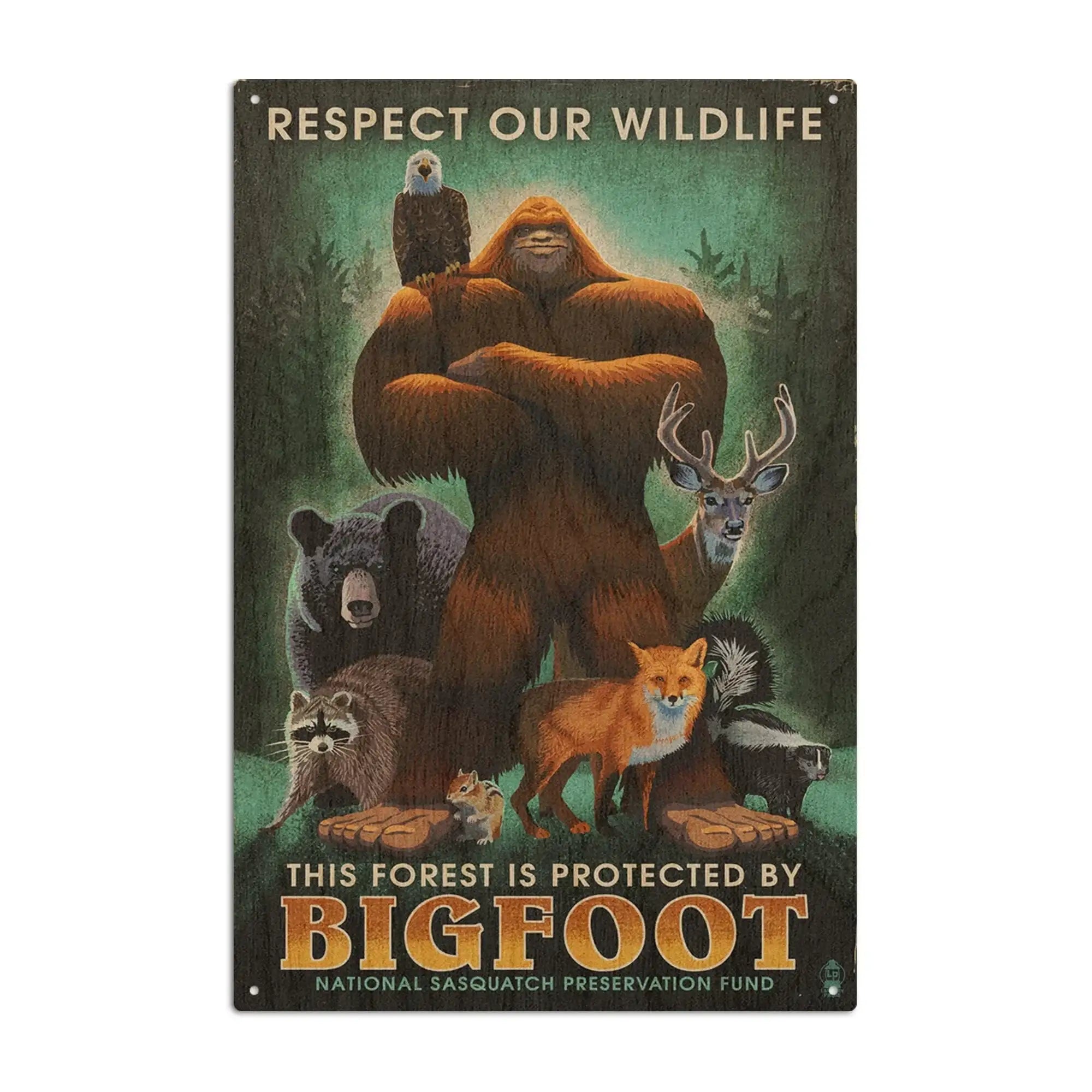 レア★sasquatchfabrix ヌードジャガードロングクッション ポルノ Respect Our Wildlife, Bigfoot, Lantern Press Artwork wood signs