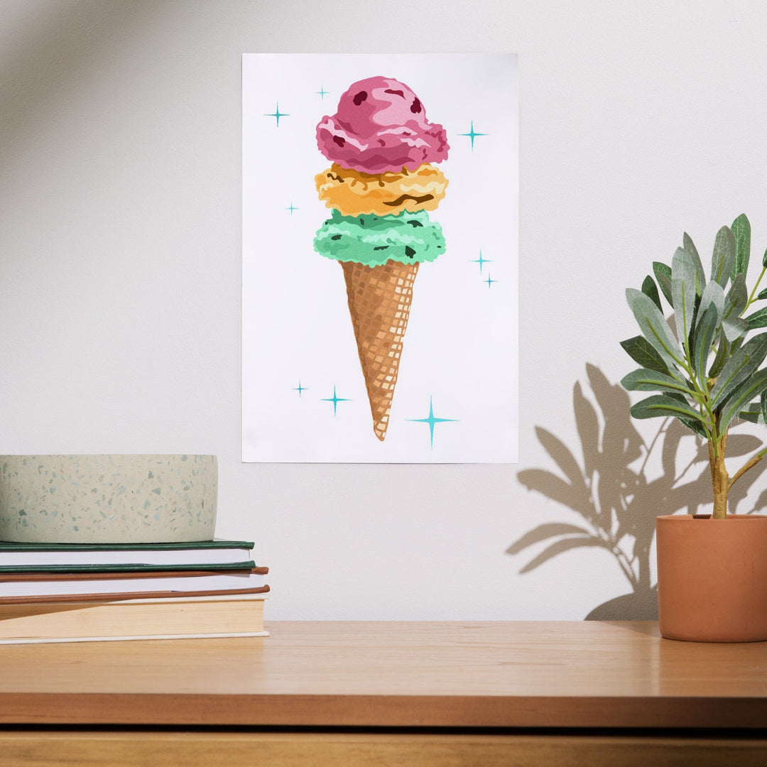 Retro Ice Cream Cone, Art & Giclee Prints Art Lantern Press 