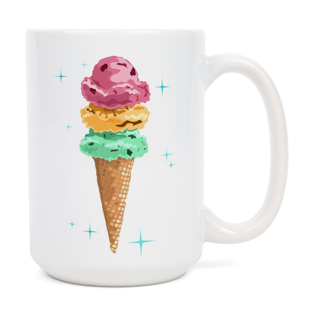 Retro Ice Cream Cone, Lantern Press Artwork, Ceramic Mug Mugs Lantern Press 