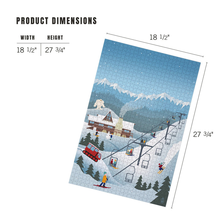 Retro Mountain Town, Jigsaw Puzzle Puzzle Lantern Press 