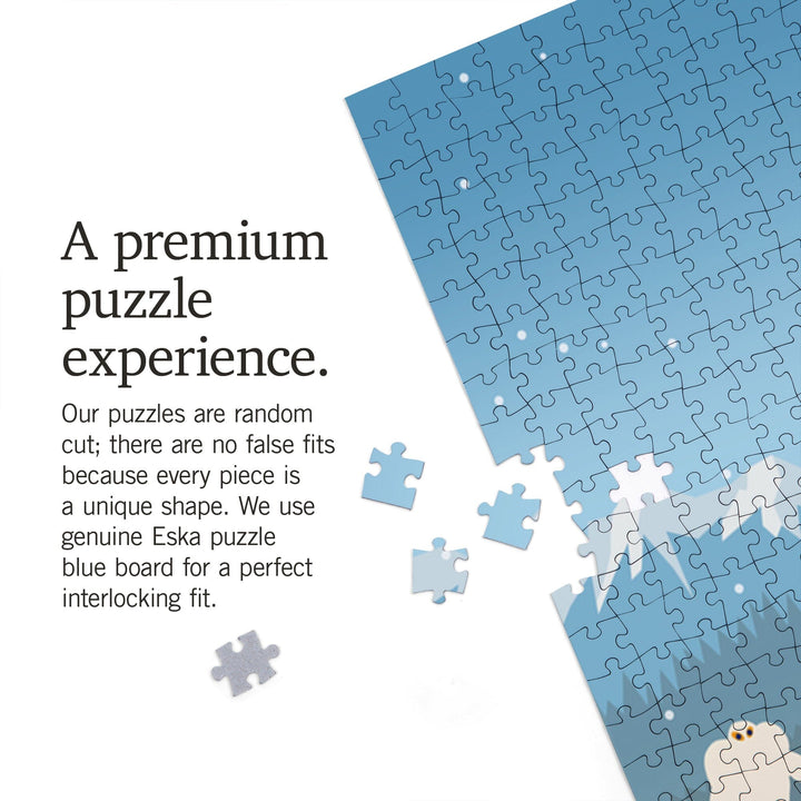 Retro Mountain Town, Jigsaw Puzzle Puzzle Lantern Press 