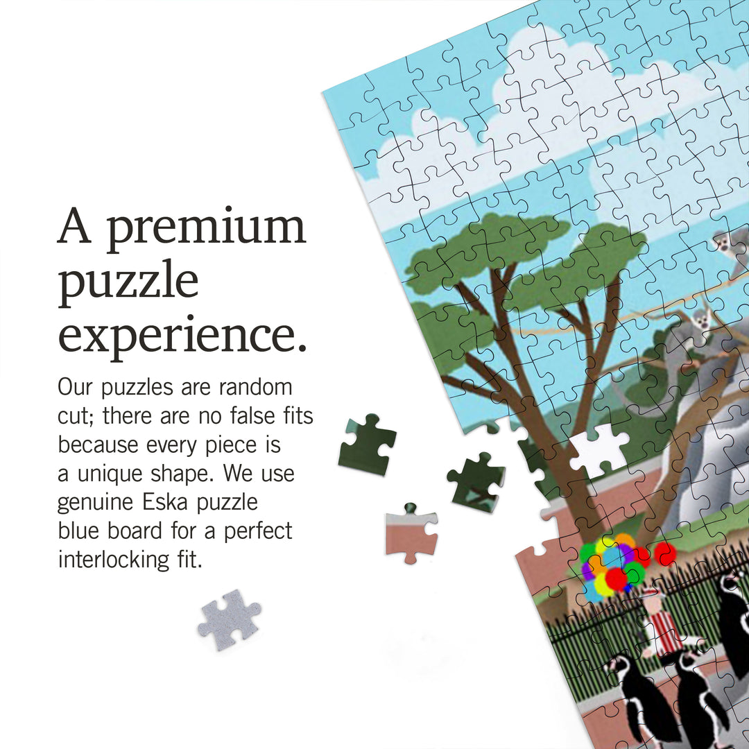 Retro Zoo, Jigsaw Puzzle Puzzle Lantern Press 