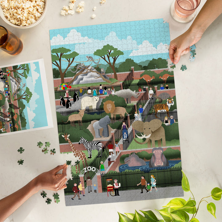 Retro Zoo, Jigsaw Puzzle Puzzle Lantern Press 