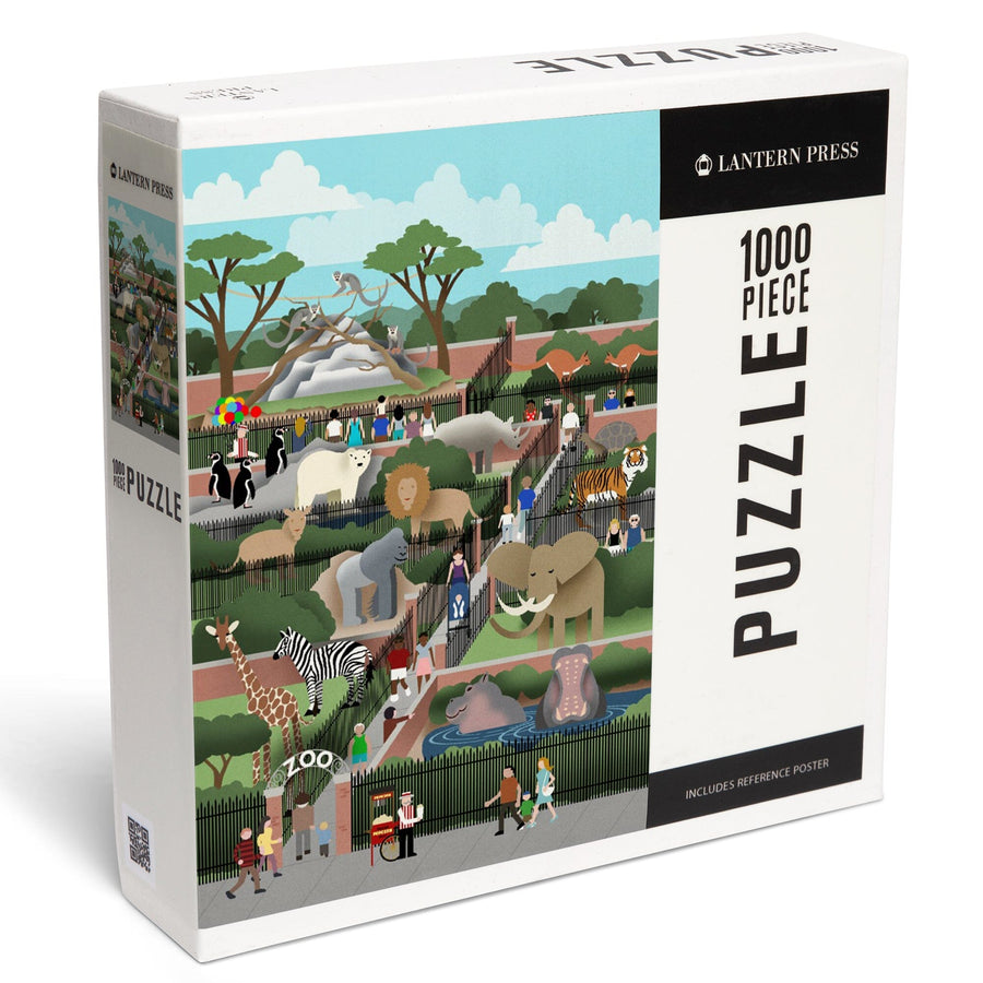 Retro Zoo, Jigsaw Puzzle Puzzle Lantern Press 
