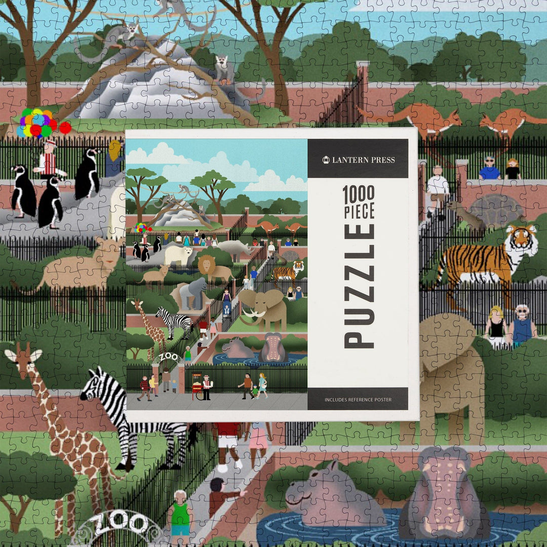 Retro Zoo, Jigsaw Puzzle Puzzle Lantern Press 