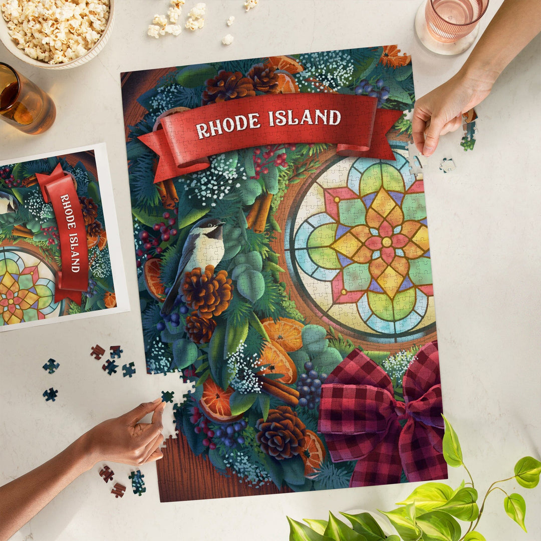 Rhode Island, Front Door with Wreath, Jigsaw Puzzle Puzzle Lantern Press 