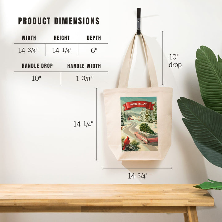 Rhode Island, Holiday Tradition, Tote Bag Totes Lantern Press 
