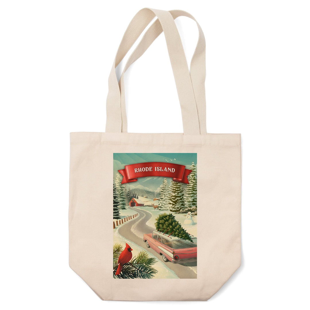 Rhode Island, Holiday Tradition, Tote Bag Totes Lantern Press 