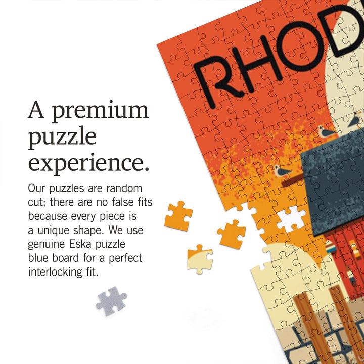 Rhode Island, Nautical Geometric, Jigsaw Puzzle Puzzle Lantern Press 