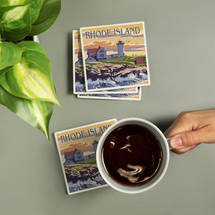 Rhode Island, Painterly, Lighthouse, Coasters Coasters Lantern Press 