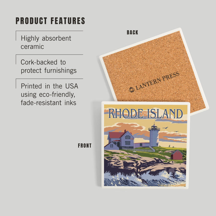 Rhode Island, Painterly, Lighthouse, Coasters Coasters Lantern Press 