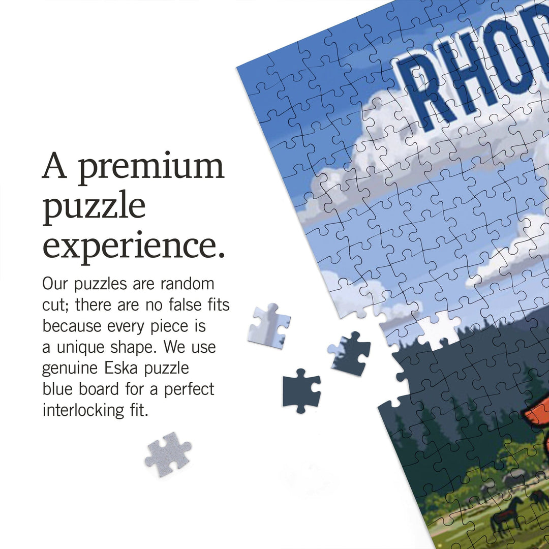 Rhode Island, Signpost, Meadow, Jigsaw Puzzle Puzzle Lantern Press 