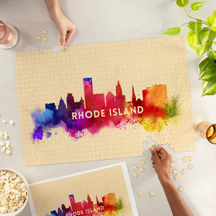 Rhode Island, Skyline Abstract, Jigsaw Puzzle Puzzle Lantern Press 