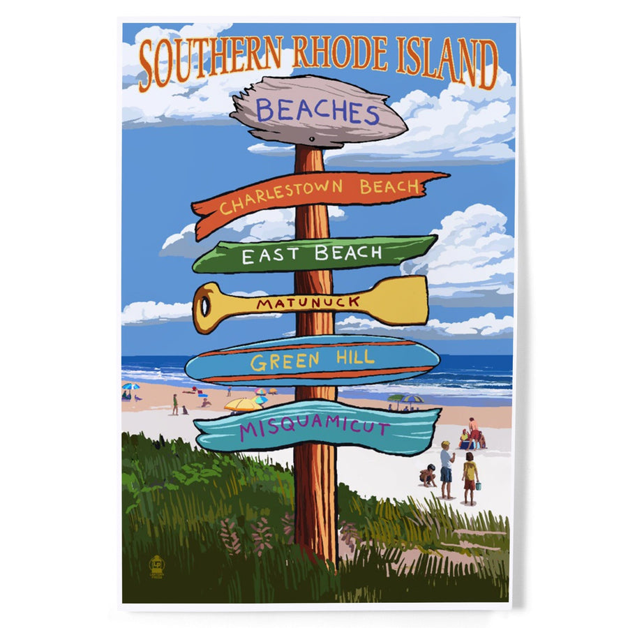 Rhode Island, Southern Beaches Sign Destinations, Art & Giclee Prints Art Lantern Press 