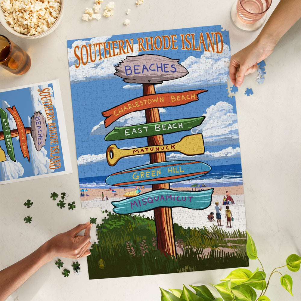 Rhode Island, Southern Beaches Sign Destinations, Jigsaw Puzzle Puzzle Lantern Press 