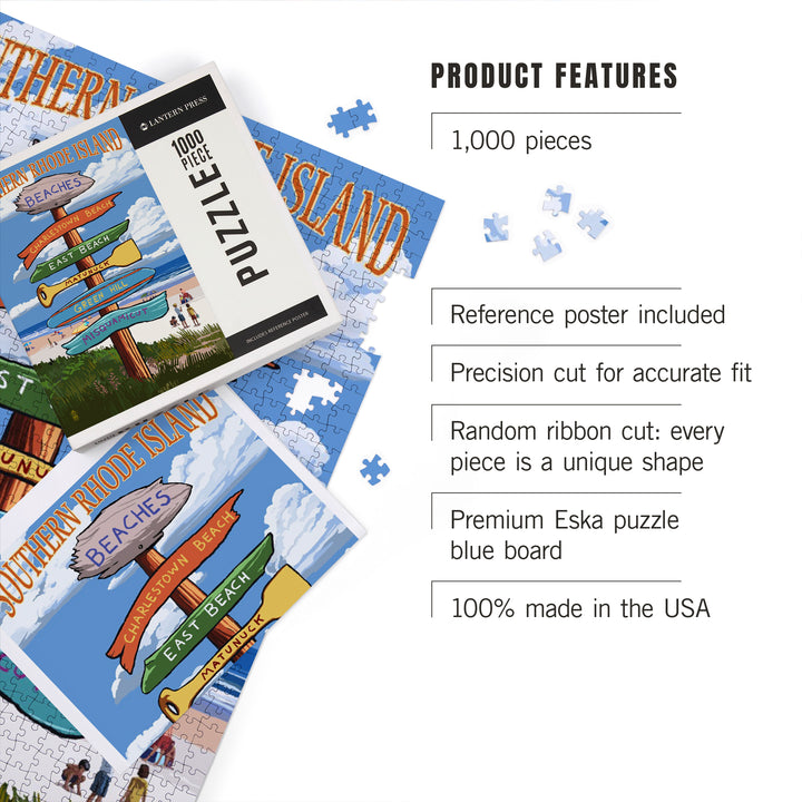 Rhode Island, Southern Beaches Sign Destinations, Jigsaw Puzzle Puzzle Lantern Press 