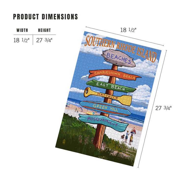 Rhode Island, Southern Beaches Sign Destinations, Jigsaw Puzzle Puzzle Lantern Press 