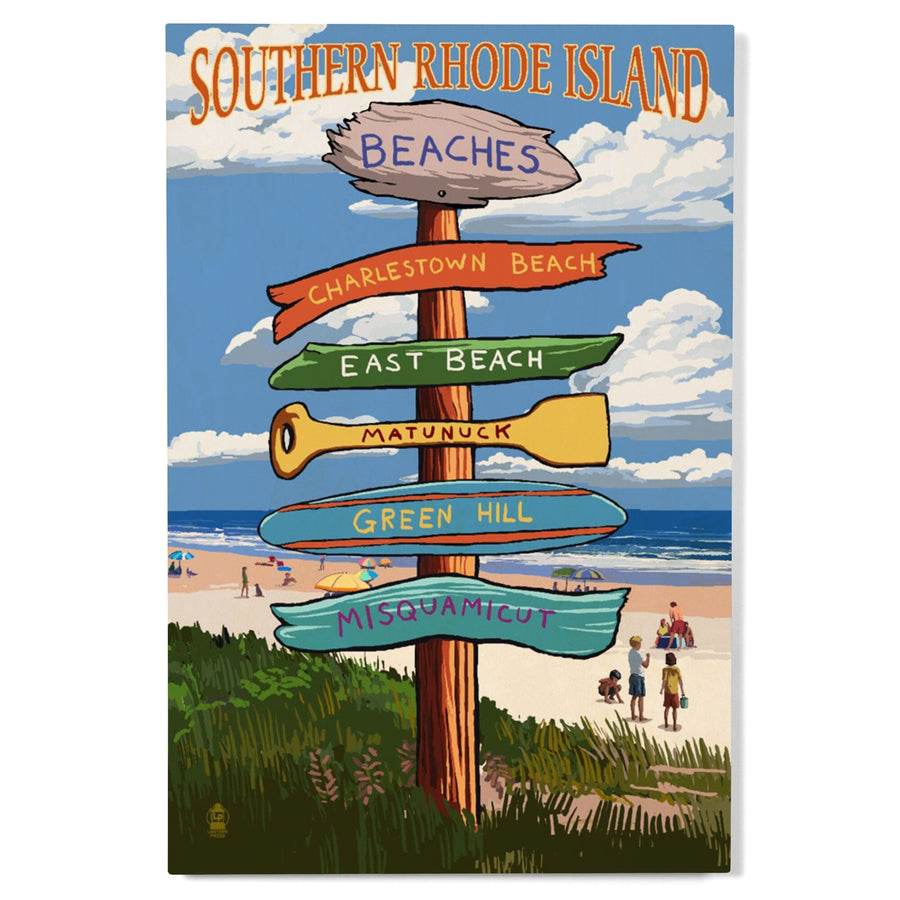 Rhode Island, Southern Beaches Sign Destinations, Lantern Press Artwork, Wood Signs and Postcards Wood Lantern Press 