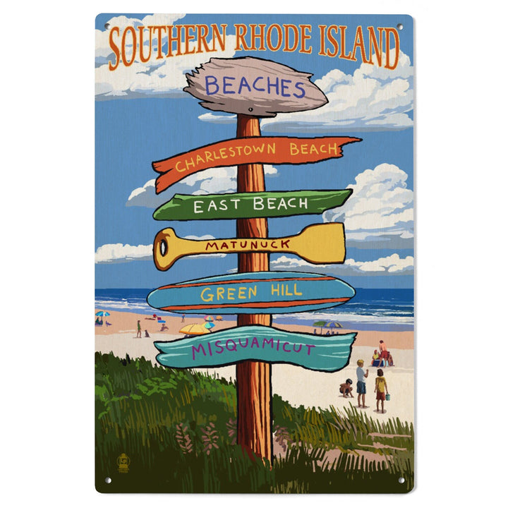 Rhode Island, Southern Beaches Sign Destinations, Lantern Press Artwork, Wood Signs and Postcards Wood Lantern Press 