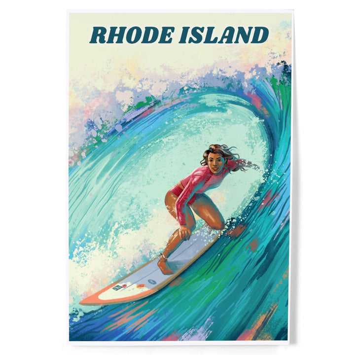 Rhode Island, Vitamin Sea, Coastal Series, Surfer Girl, Art & Giclee Prints Art Lantern Press 12 x 18 Art Print 