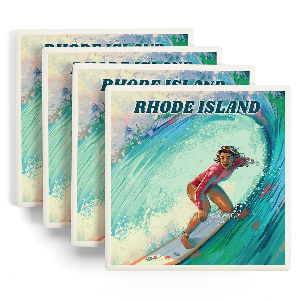 Rhode Island, Vitamin Sea, Coastal Series, Surfer Girl, Coasters Coasters Lantern Press 
