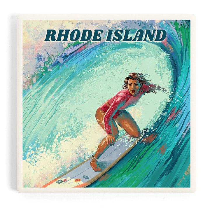 Rhode Island, Vitamin Sea, Coastal Series, Surfer Girl, Coasters Coasters Lantern Press 