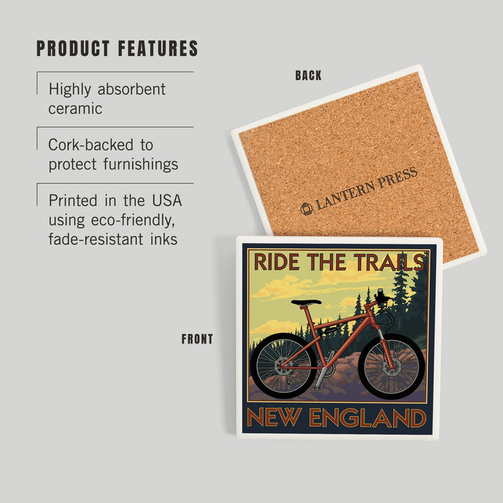 Ride the Trails in New England, Coasters Coasters Lantern Press 
