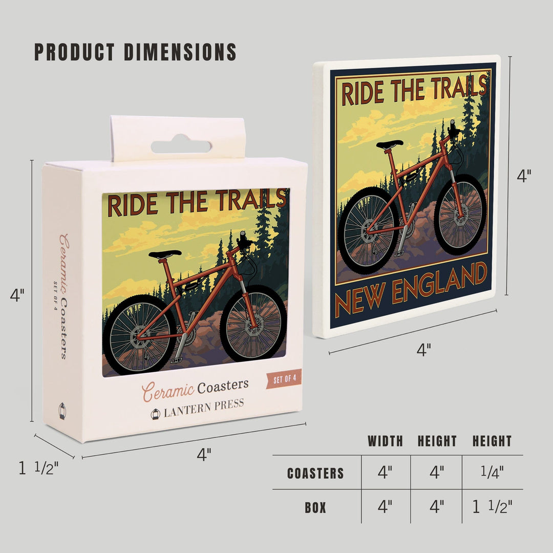 Ride the Trails in New England, Coasters Coasters Lantern Press 