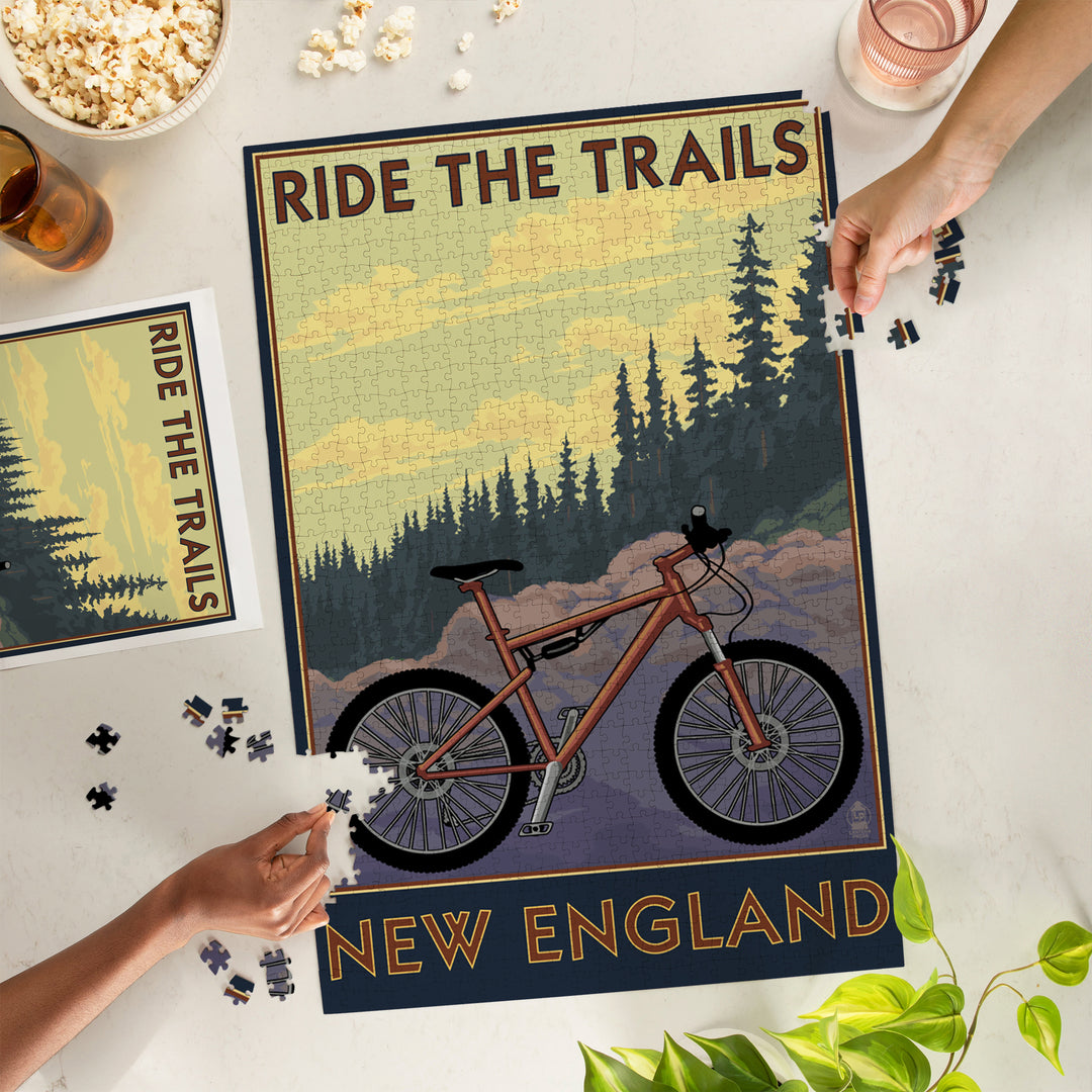 Ride the Trails in New England, Jigsaw Puzzle Puzzle Lantern Press 