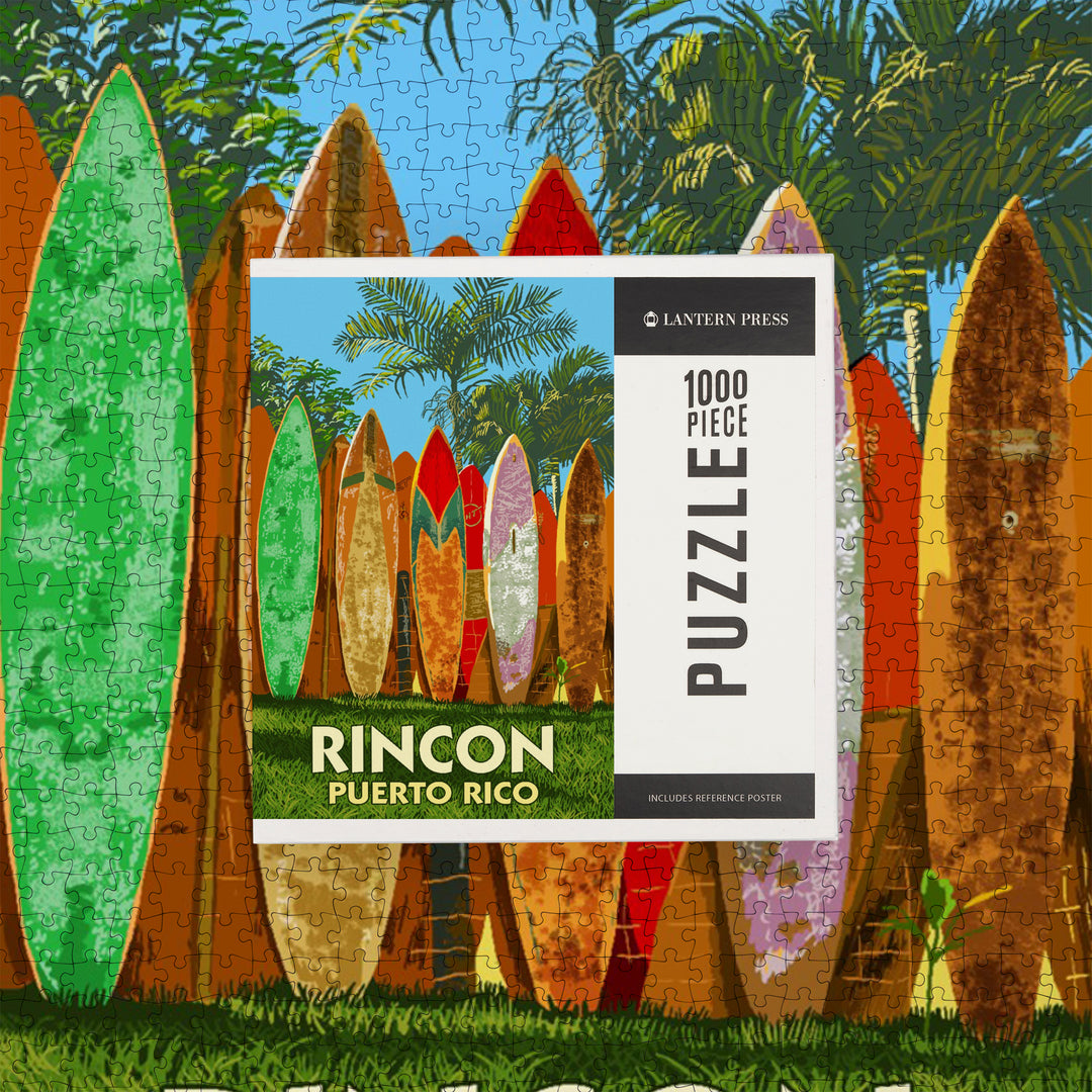 Rincon, Puerto Rico, Surfboard Fence, Jigsaw Puzzle Puzzle Lantern Press 