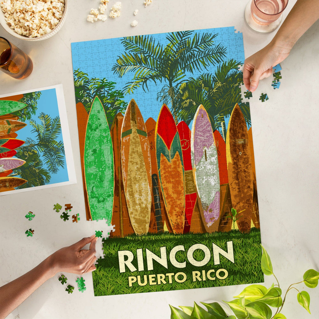 Rincon, Puerto Rico, Surfboard Fence, Jigsaw Puzzle Puzzle Lantern Press 