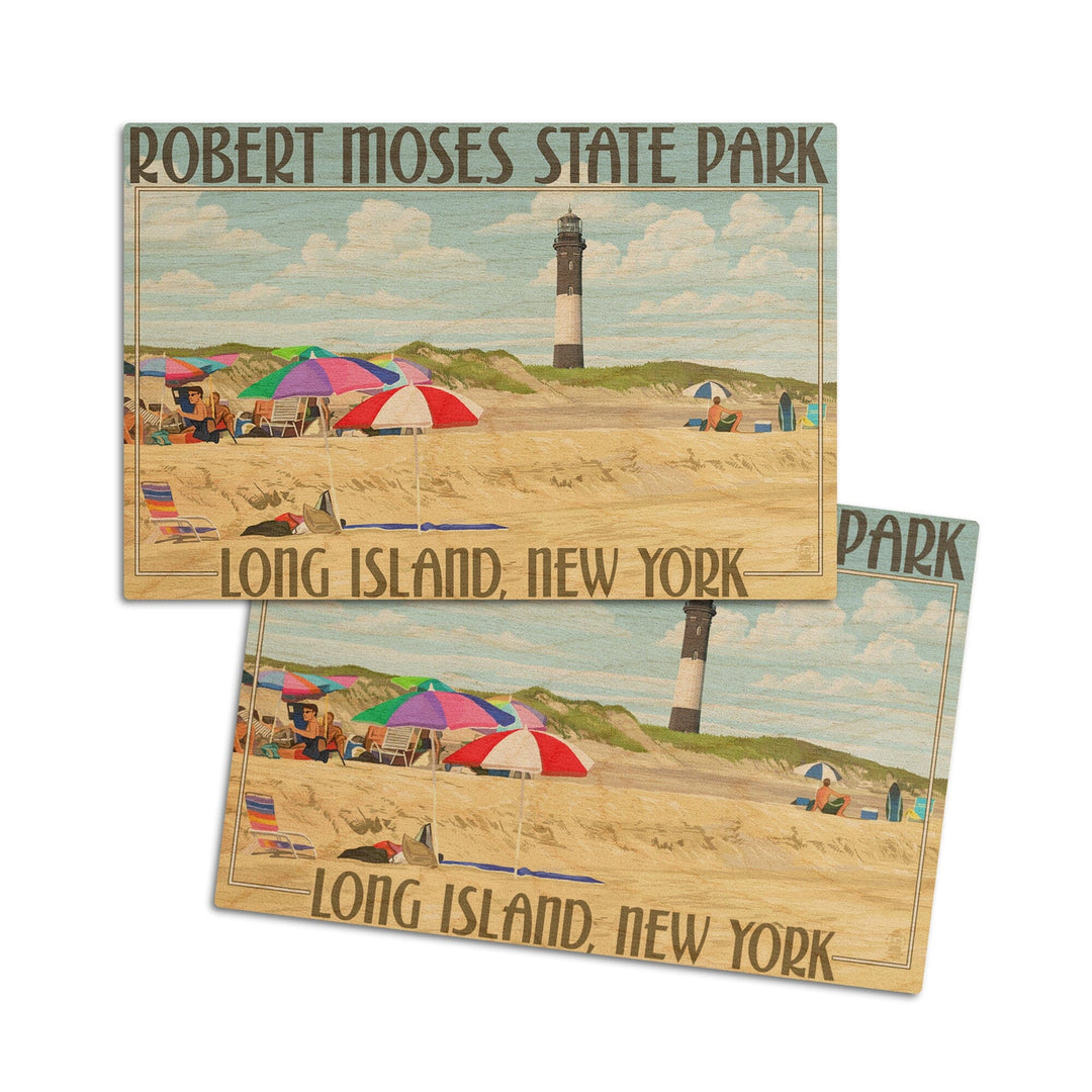 Robert Moses State Park, Long Island, New York, Lantern Press Artwork, Wood Signs and Postcards Wood Lantern Press 4x6 Wood Postcard Set 