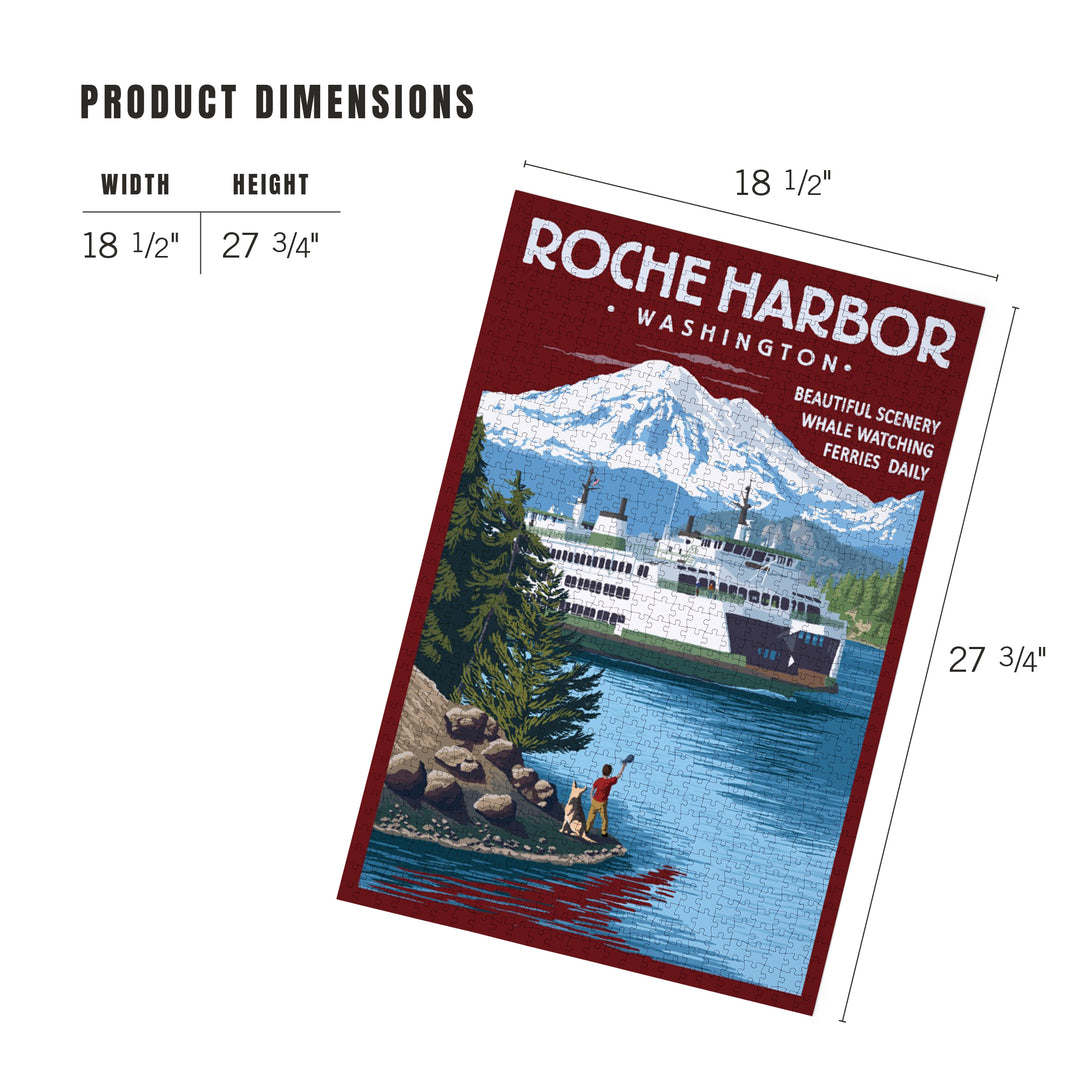 Roche Harbor, Washington, Ferry Scene with Boy, Jigsaw Puzzle Puzzle Lantern Press 