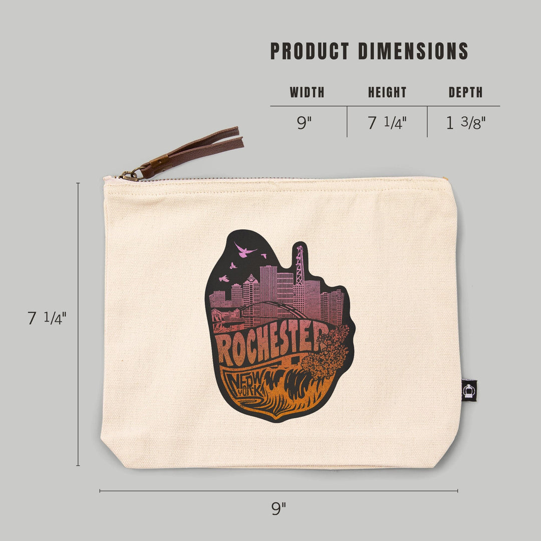 Rochester, New York,, Organic Cotton Zipper Pouch, Go Bag Go Bag Lantern Press 